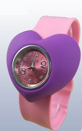 Silicone Slap Watch With Heart Design