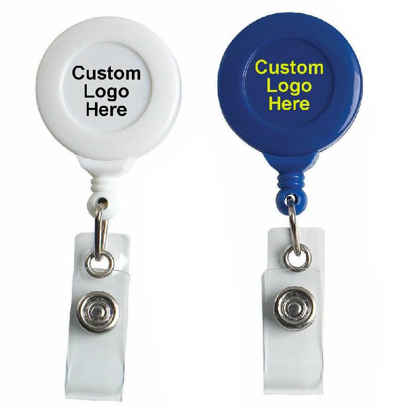 1 1/4 Retractable Badge Holder With 1 Color Imprint On White Decal -  Branded Products