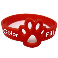 Custom Color Filled Paw Shaped Silicone Bracelets wholesale, custom logo printed
