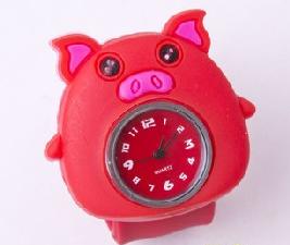 Silicone slap watch with pig design wholesale, custom printed logo