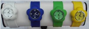 Silicone slap watch with flower design wholesale, custom printed logo