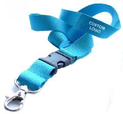 Silkscreen lanyard with release buckle, metal hook wholesale, custom printed logo