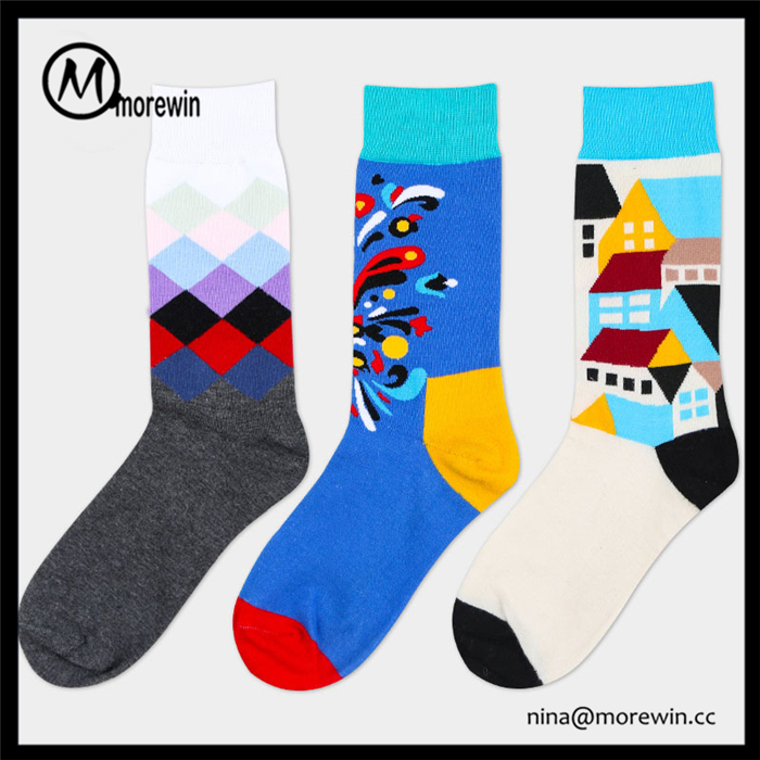 Morewin 100% Organic Cotton Men Colorful Socks Factory Manufacturers