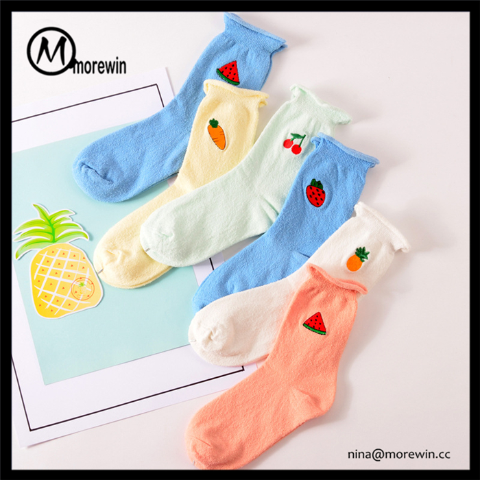 Morewin Candy Color Cartoon Fruit Tube Women Socks For Girls