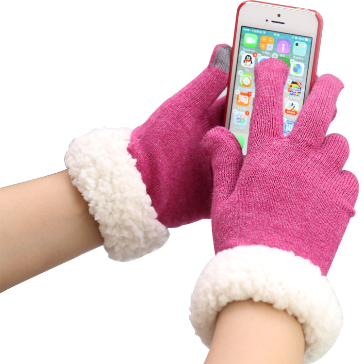 Yhao Gloves Wholesale Fur Touch Screen Gloves Polyester