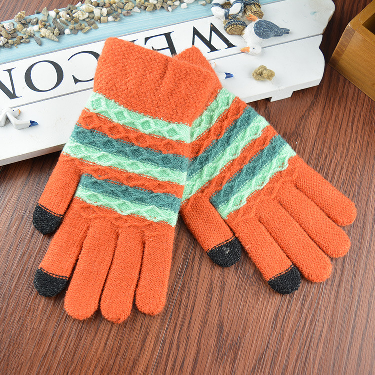 Yhao Gloves Wholesale Customed Acrylic Striped Touch Screen Gloves