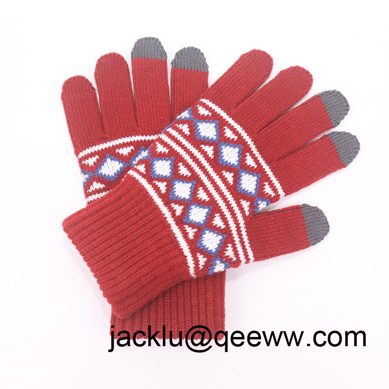 Yhao Ladies Customed Warm Winter 3 Finger Touch Screen Gloves