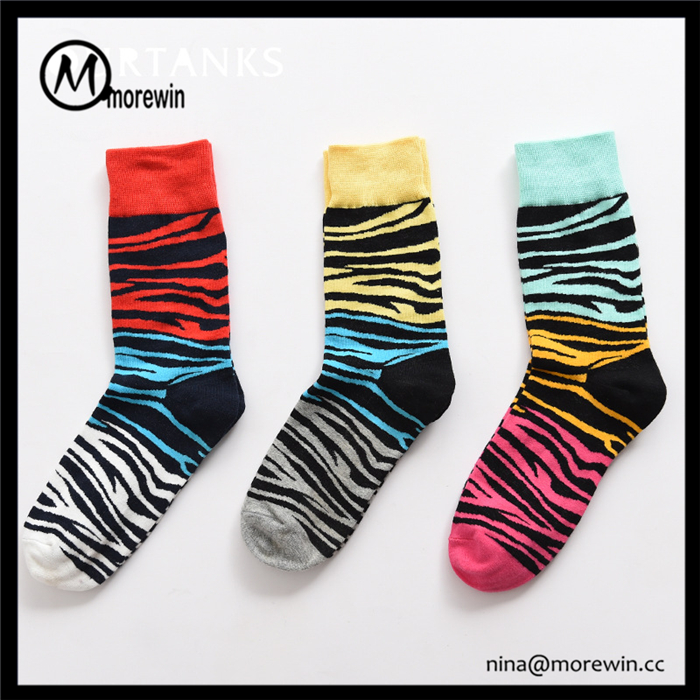 Morewin Famous Color Zebra-stripes Crew Socks