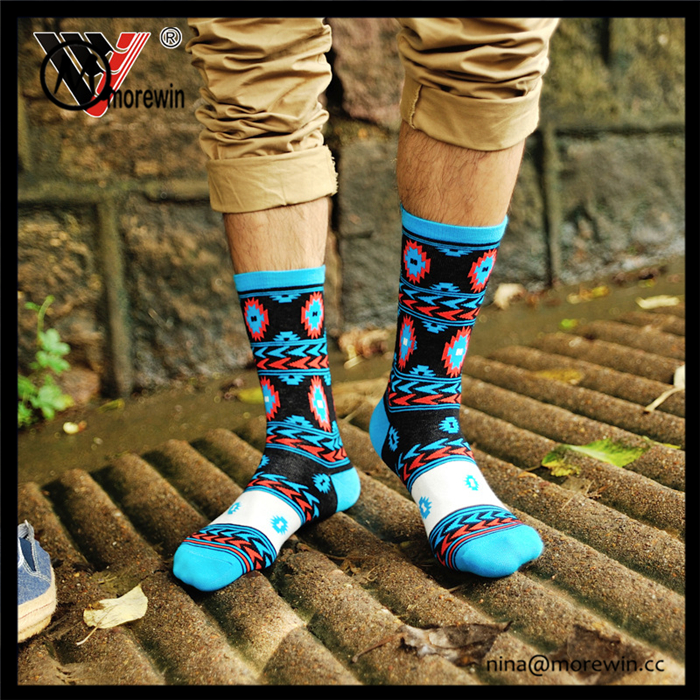 Morewin Brand Bold Colors With National Style Man Dress Socks