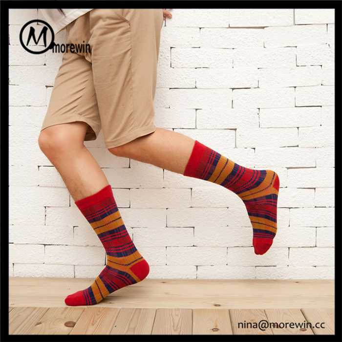 Morewin Men's Custom Stripe Socks Colored Dress Socks Custom Made Socks ...