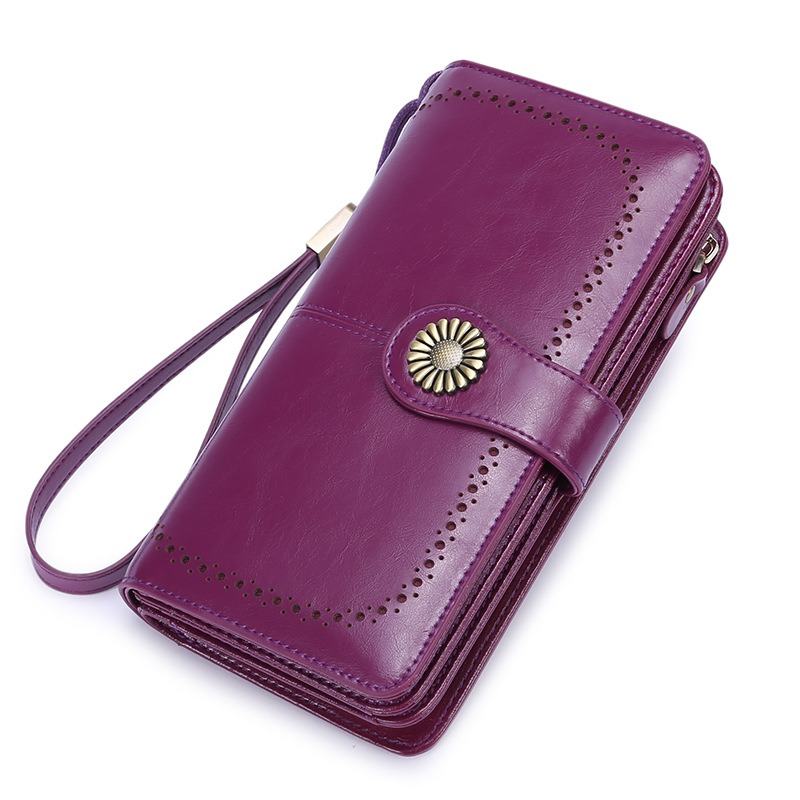 RFID-blocking Clutch Wallet for Women, Genuine Cow Leather [Wholesale]