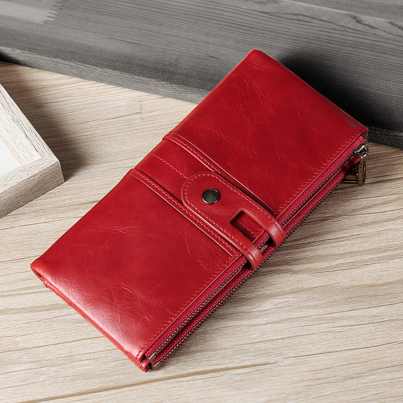Genuine Cowhide Leather Wallet for Women, RFID Blocking, Wholesale