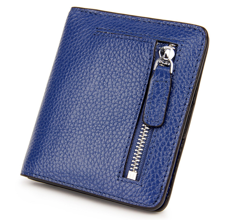 Small Blue Leather Wallet For Women