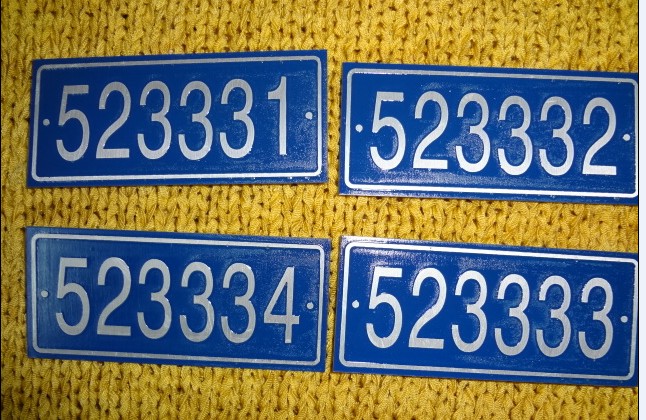 Embossed Sequential Numbered Stainless Steel Name Plates