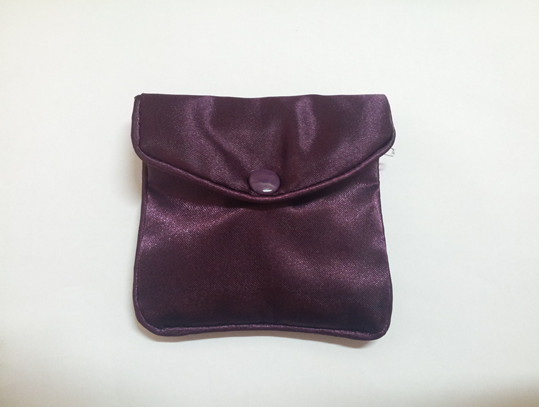 Satin Pouch with Zipper&Snap Button