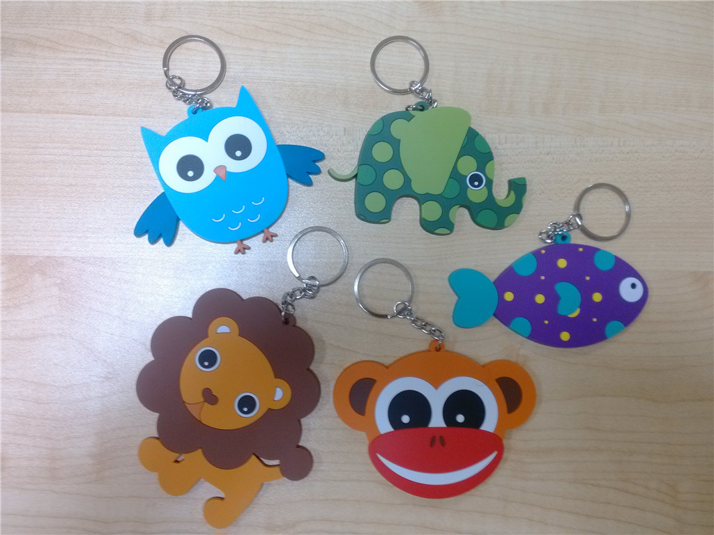 Animal-shape PVC Keyrings(lion, Fish, Elephant, Monkey And Owl)