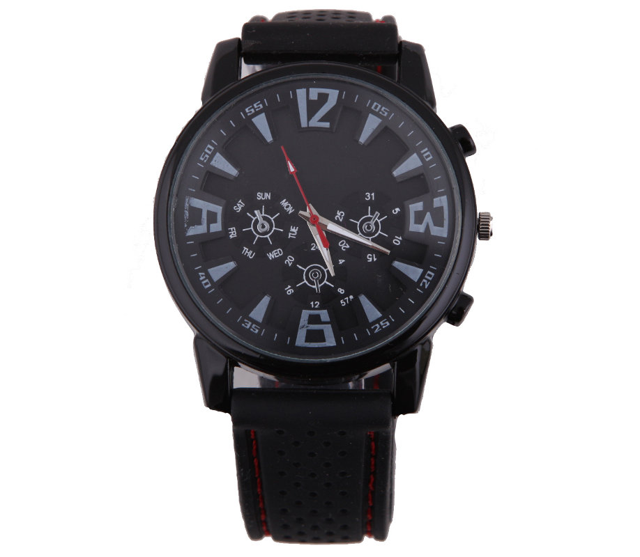 Silicone Strap Watch With 3 Decorated Dials 