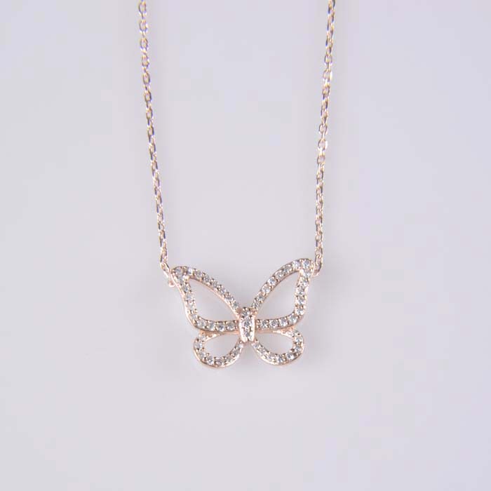 Butterfly Sterling Silver Cubic Zirconia Necklace