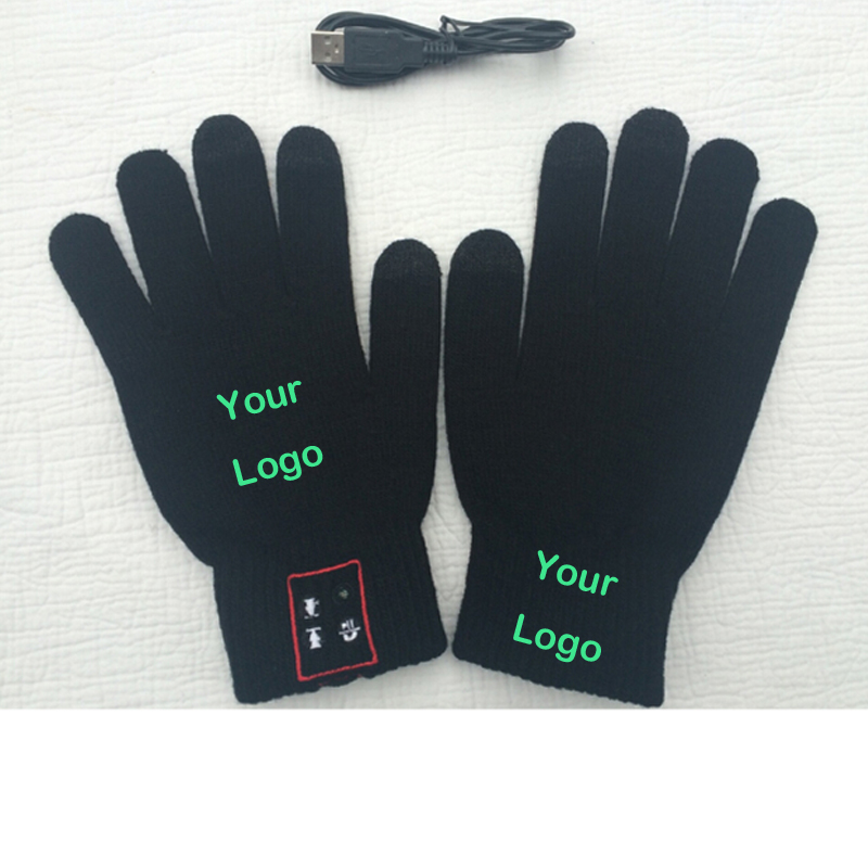 8 1/4" X 5 7/8" Glow Logo Hi-Call Bluetooth Gloves 3 In 1