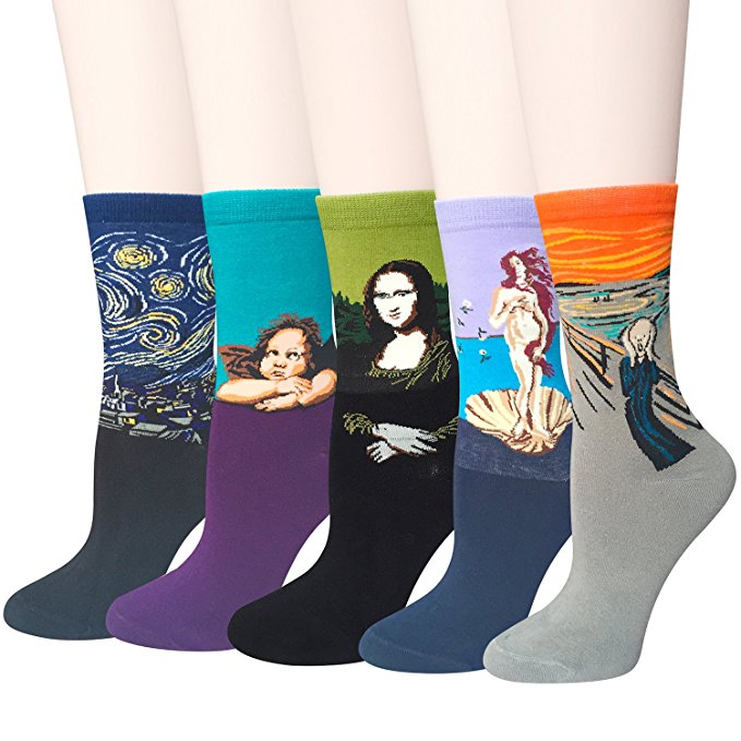 Morewin Brand Womens Famous Painting Art Printed Funny Casual Crew Socks