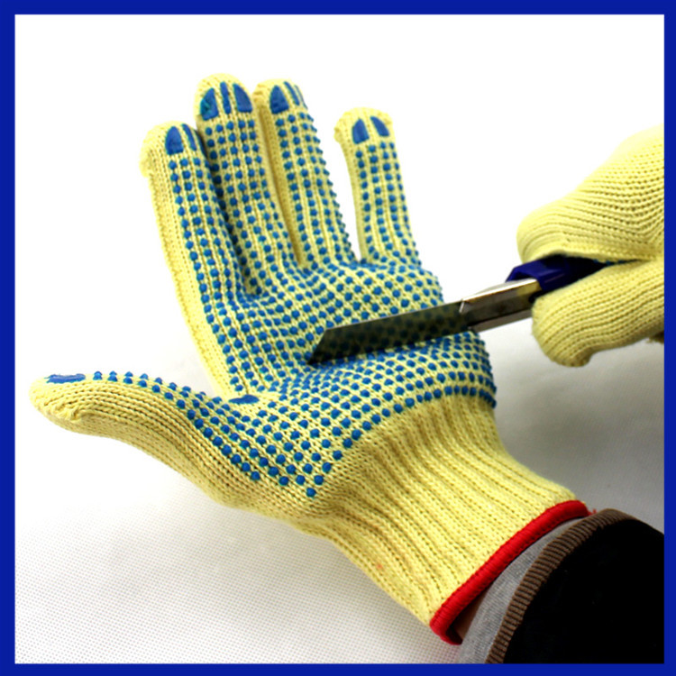 PVC Dots Kevlar Anti Cutting Gloves Level 5