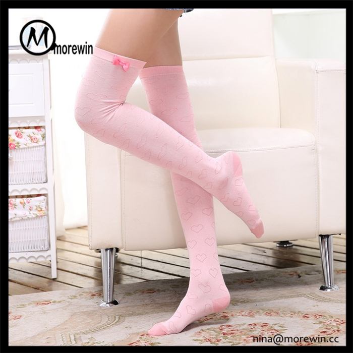 Morewin Brand Knee High Bow Socks Stockings For Women 