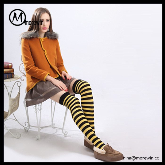 Morewin Brand Striped Girls Cotton Knee High Sexy Socks