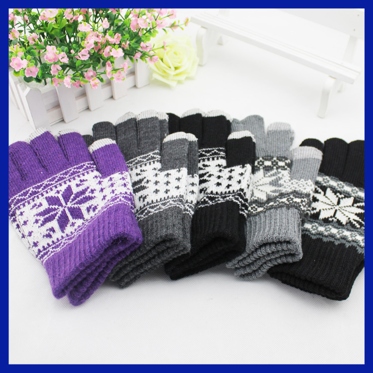 Morewin Brand Multi-color Snowflake Jacquard Winter Warm Touch Glove