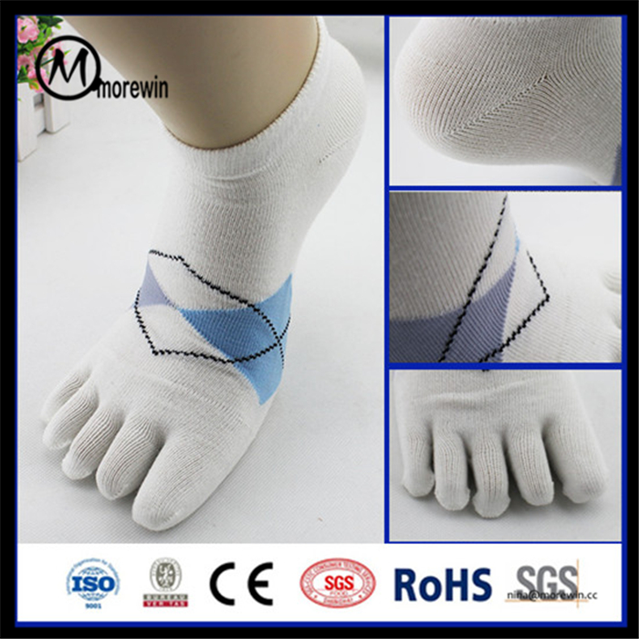 Morewin White Five Toe Ankle Socks For Man