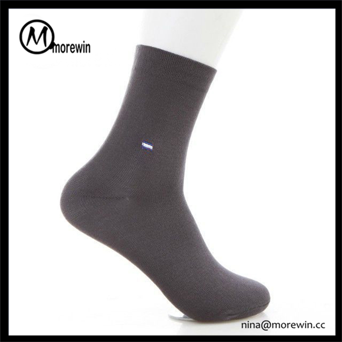 Morewin Custom Brand Embroidery Logo Soild Color Bamboo Business Socks 