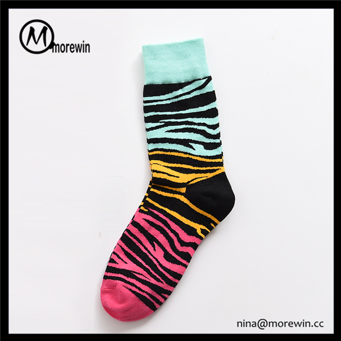 Morewin Famous Color Zebra-stripes Crew Socks