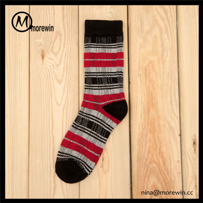 Morewin Winter Men Soft Pattern Striped Cotton Tube Calf Breathable Sock