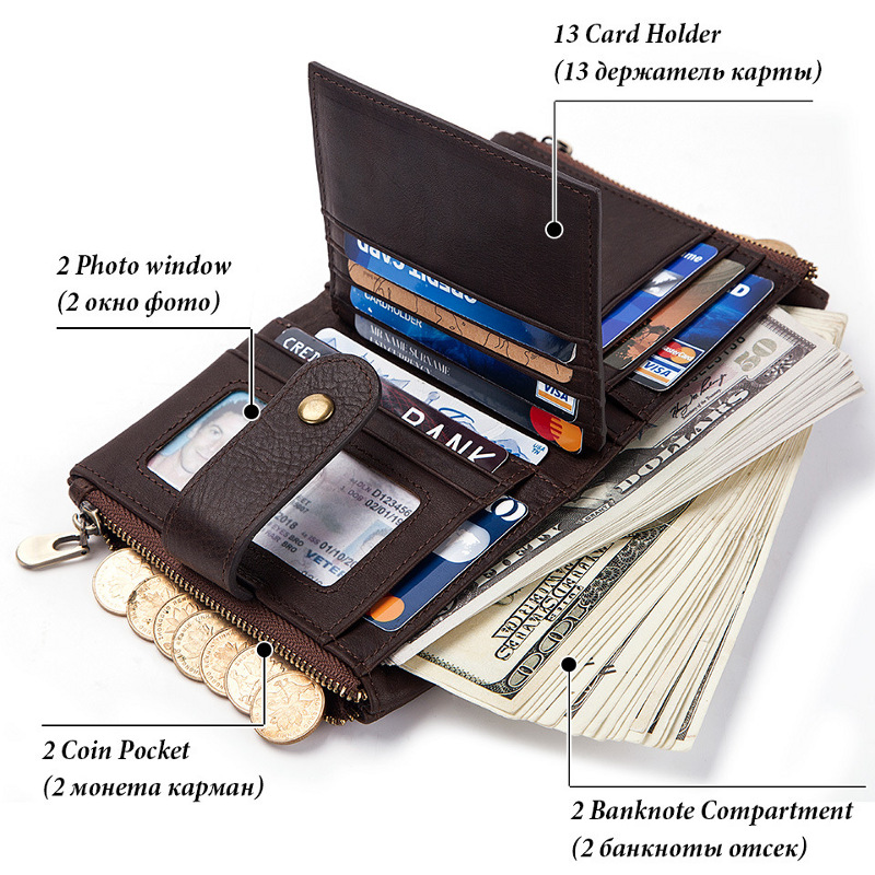 RFID Blocking Top Cowhide Leather Wallet For Men