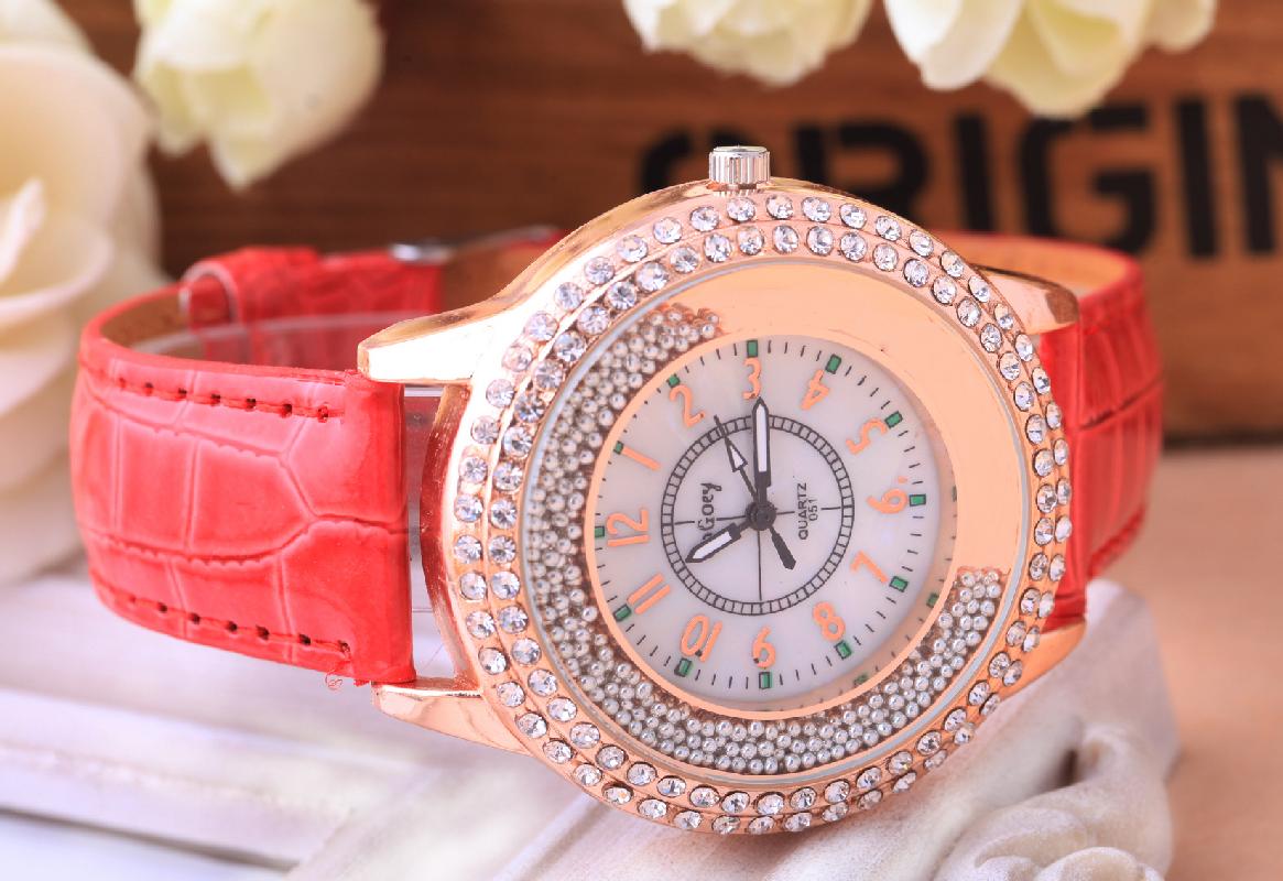 Brilliant Leather Watch For Lady