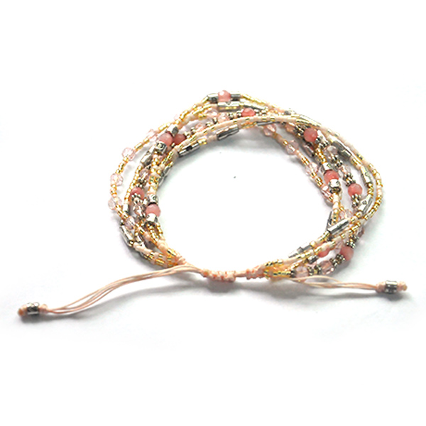 Adjustable Braided Beaded Wrap Wristband