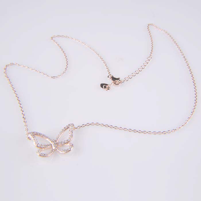 Butterfly Sterling Silver Cubic Zirconia Necklace