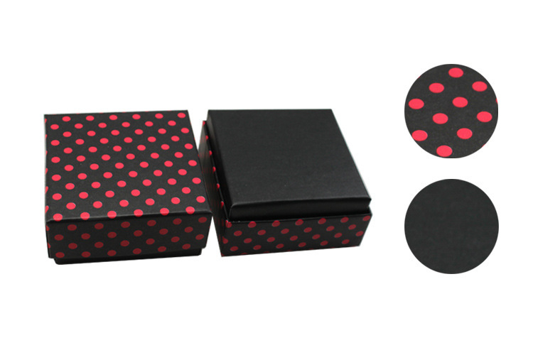 Red Spots Jewelry Packaging Box With Black Velvet Pad Insert 