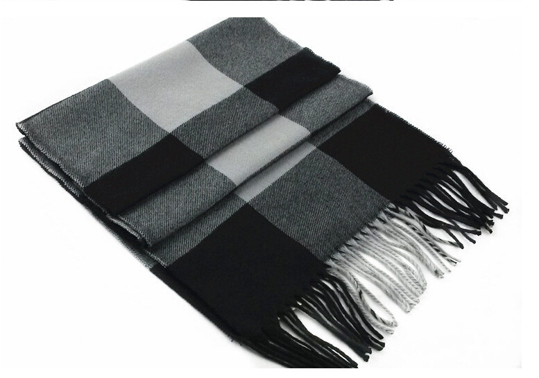 Grid Printing Scarf With Fringe