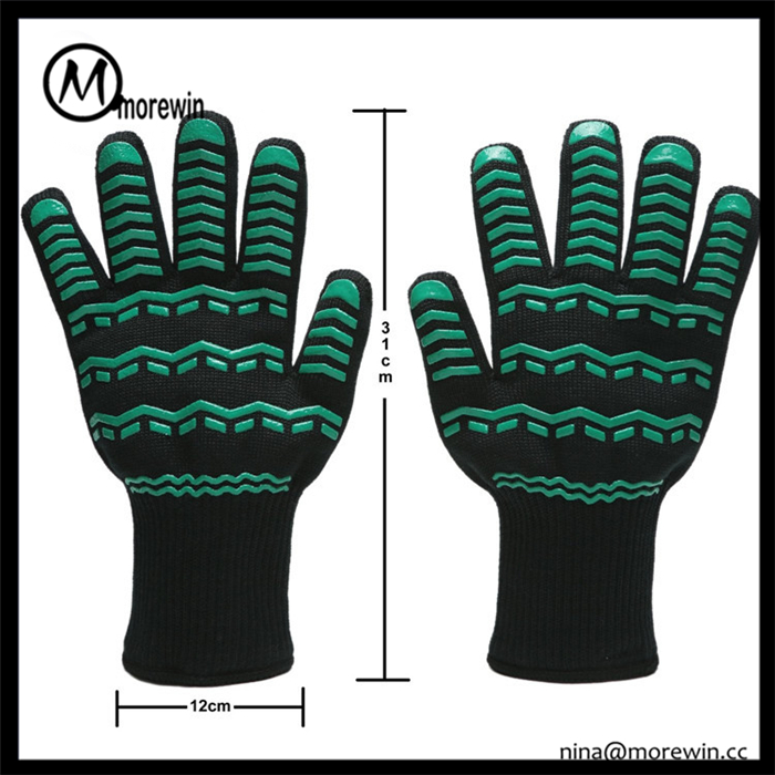 Morewin Brand Wholesale Cotton Knit Oven Mittens Long Heat Protective Gl