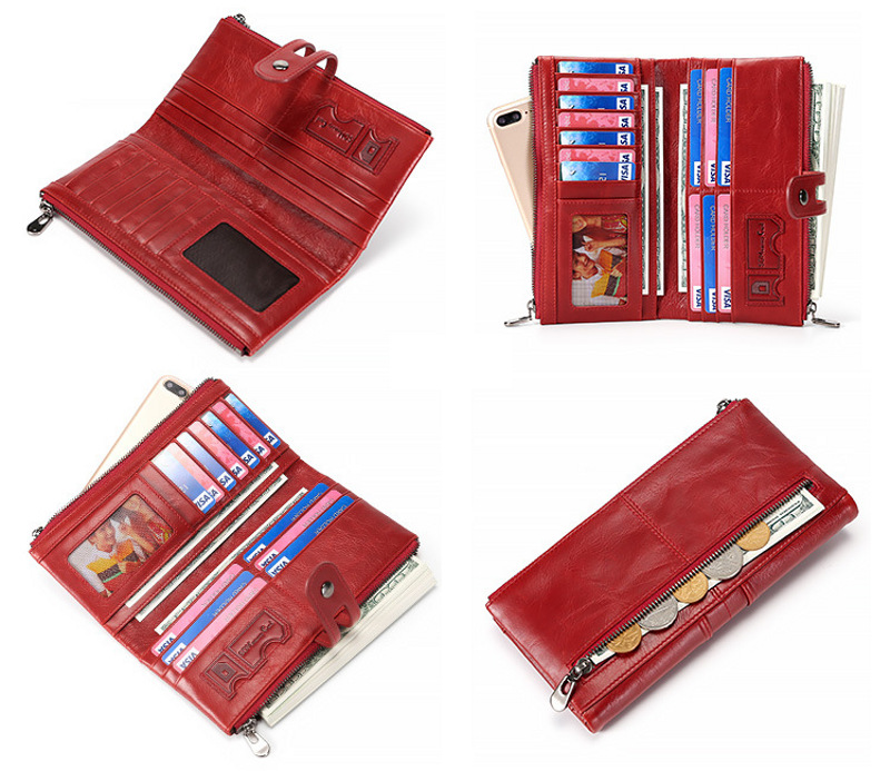 Genuine Cowhide Leather Wallet For Women Rfid Blocking Wholesale