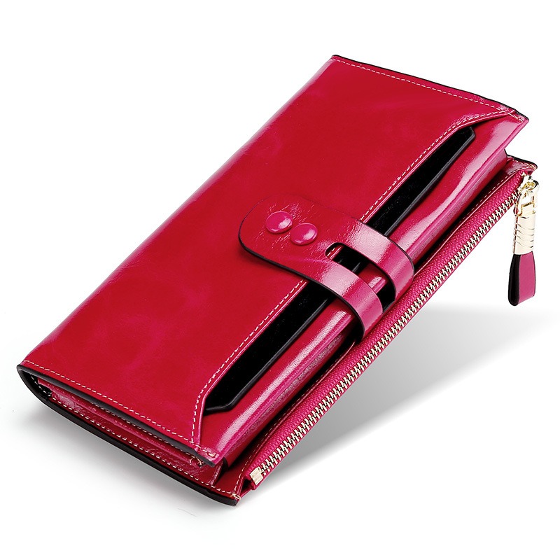 Women's RFID Leather Wallet (Wine Red)