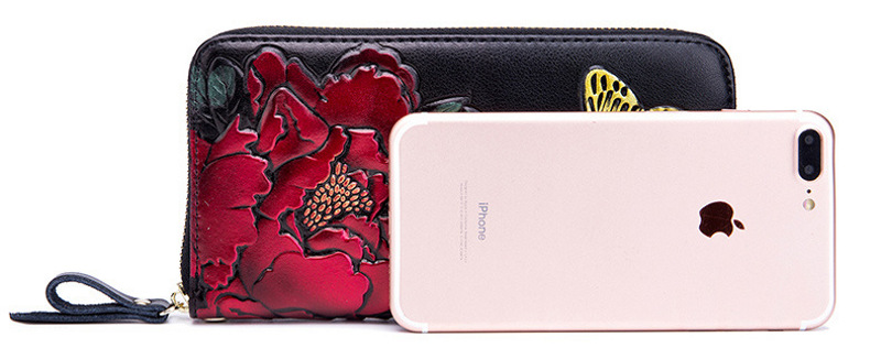 Rose & Butterfly RFID Leather Wallet For Women