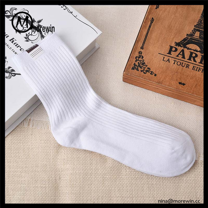 Morewin Custom Solid Color Work Men Black Crew Combed Cotton Socks