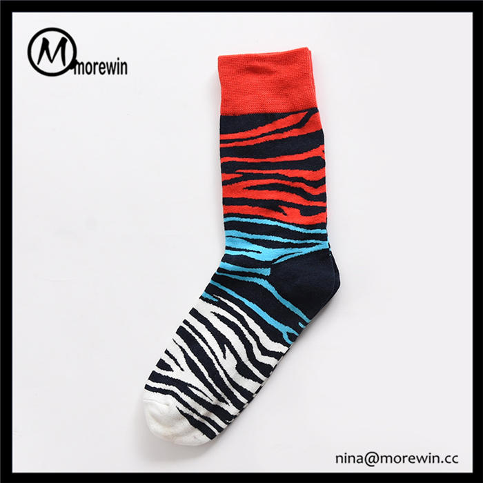 Morewin Famous Color Zebra-stripes Crew Socks