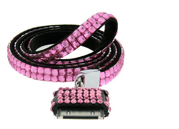 Custom PU Leather and Rhinestone Lanyards for iPhone/iPod