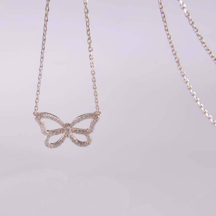 Butterfly Sterling Silver Cubic Zirconia Necklace