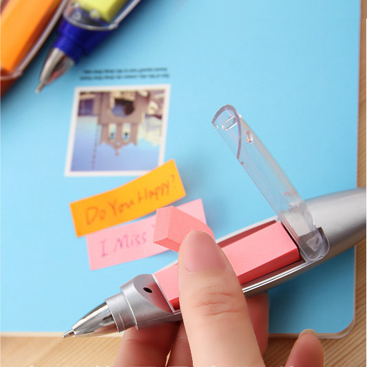 Led Light Ballpoint Pen With Sticky Notes And Lanyard