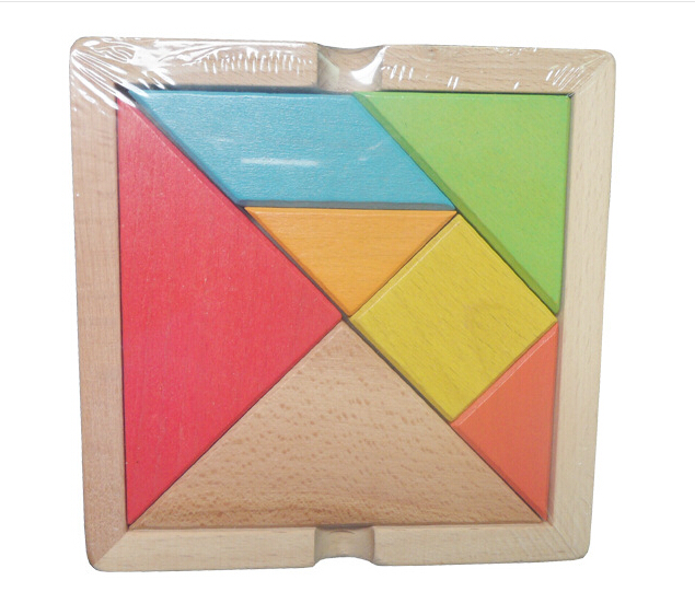 Educational Toy Beech Wood Tangram Game 7 Pieces Wood Jigsaw