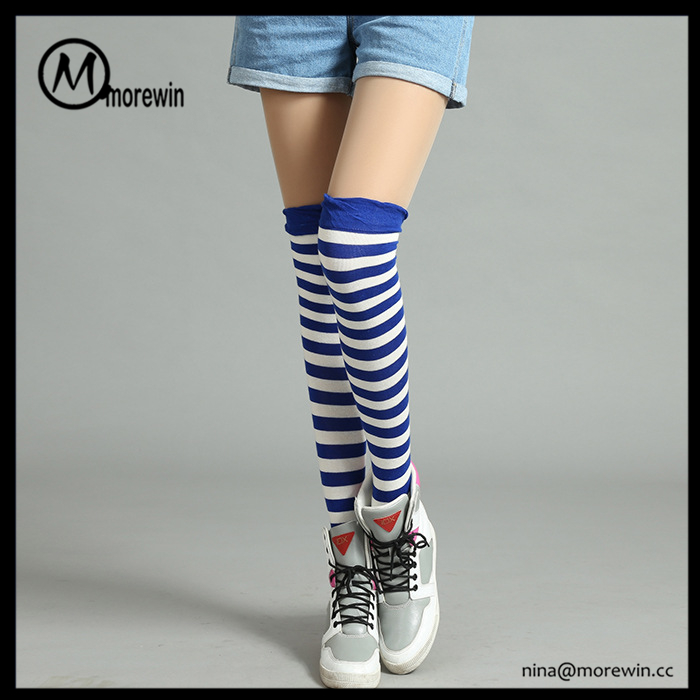 Morewin Brand Striped Girls Cotton Knee High Sexy Socks