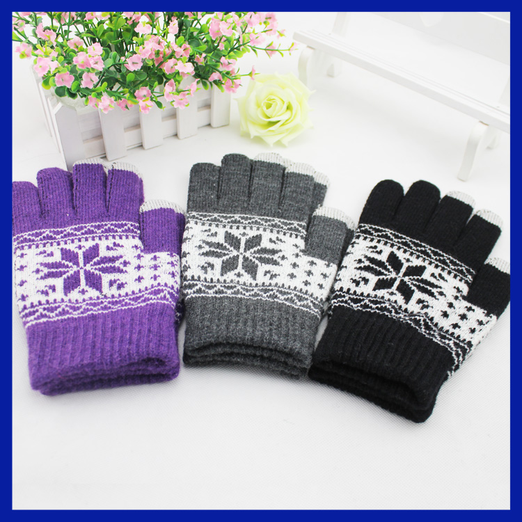 Morewin Brand Multi-color Snowflake Jacquard Winter Warm Touch Glove